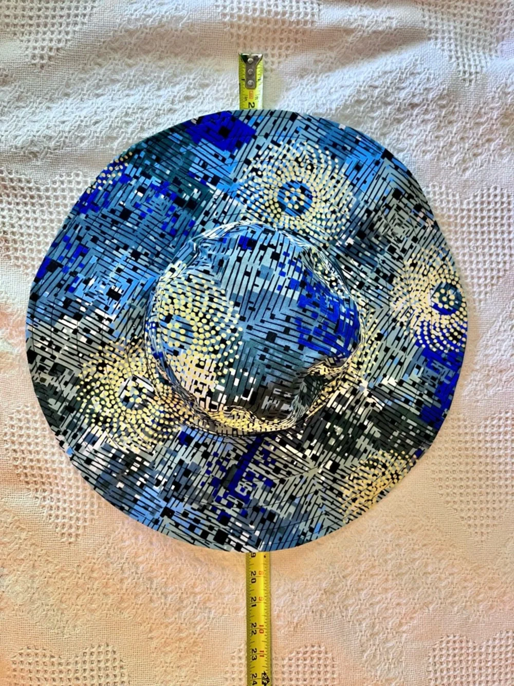 Women’s Wide Brim Sun Hat Floppy Beach Hat in Bright Summer Blues - Picture 4 of 5